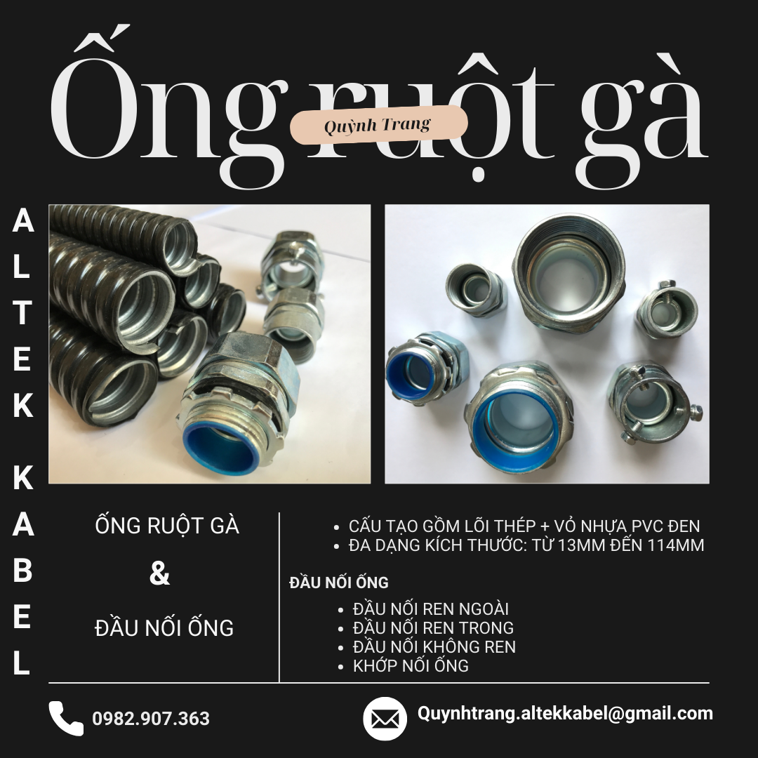 ( Giá tốt nhất ) Ống ruột gà lõi thép bọc nhựa PVC luồn dây điện Altek Kabel